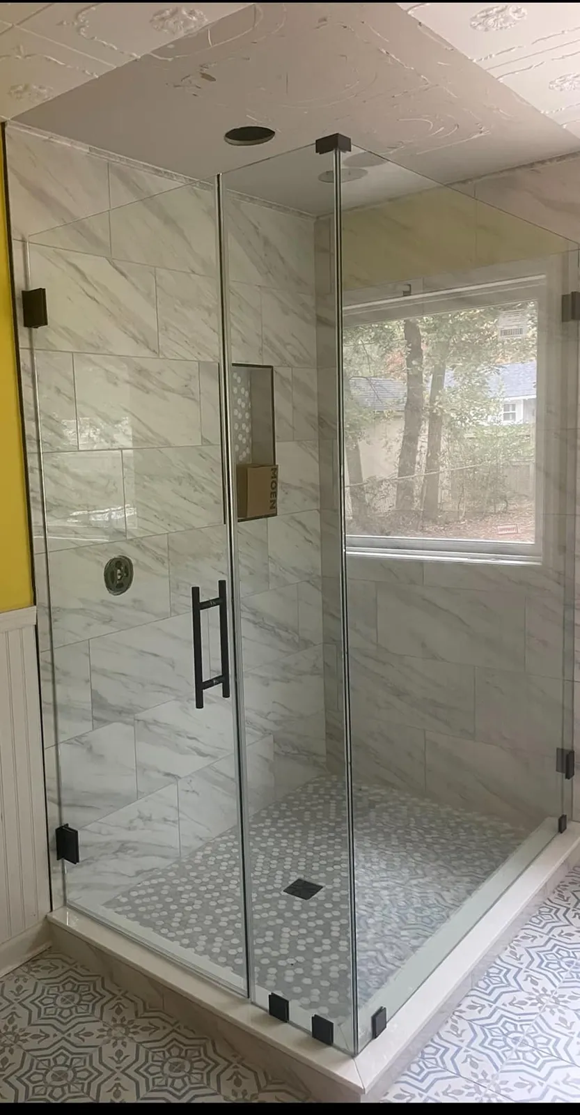 A glass shower in Ardsley Park