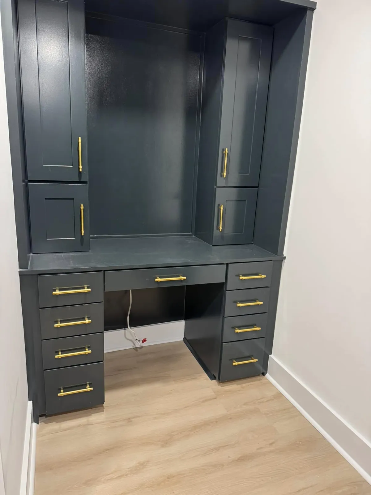 A built-in desk in the same room
