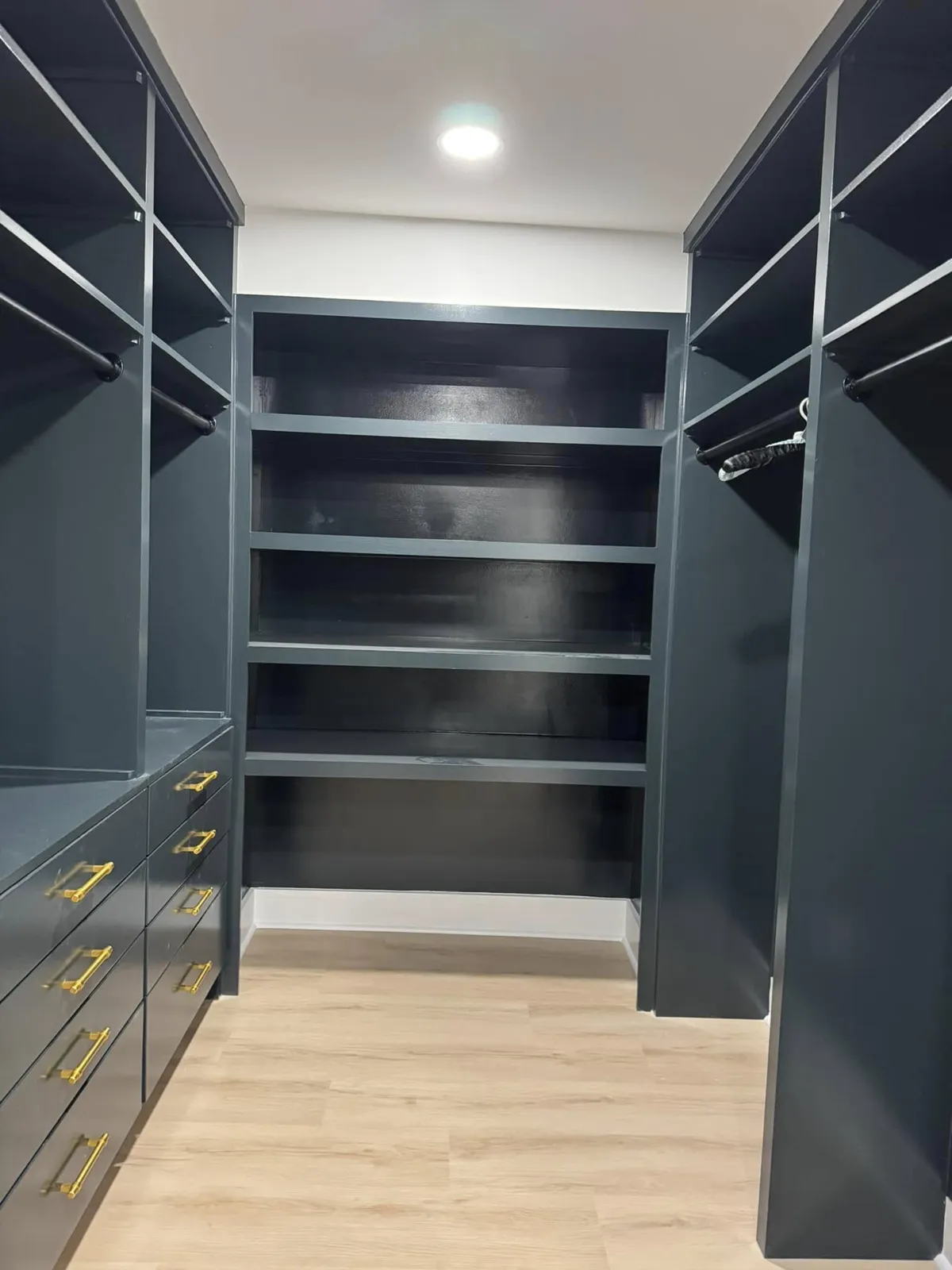 The same closet: hanging space and shelving