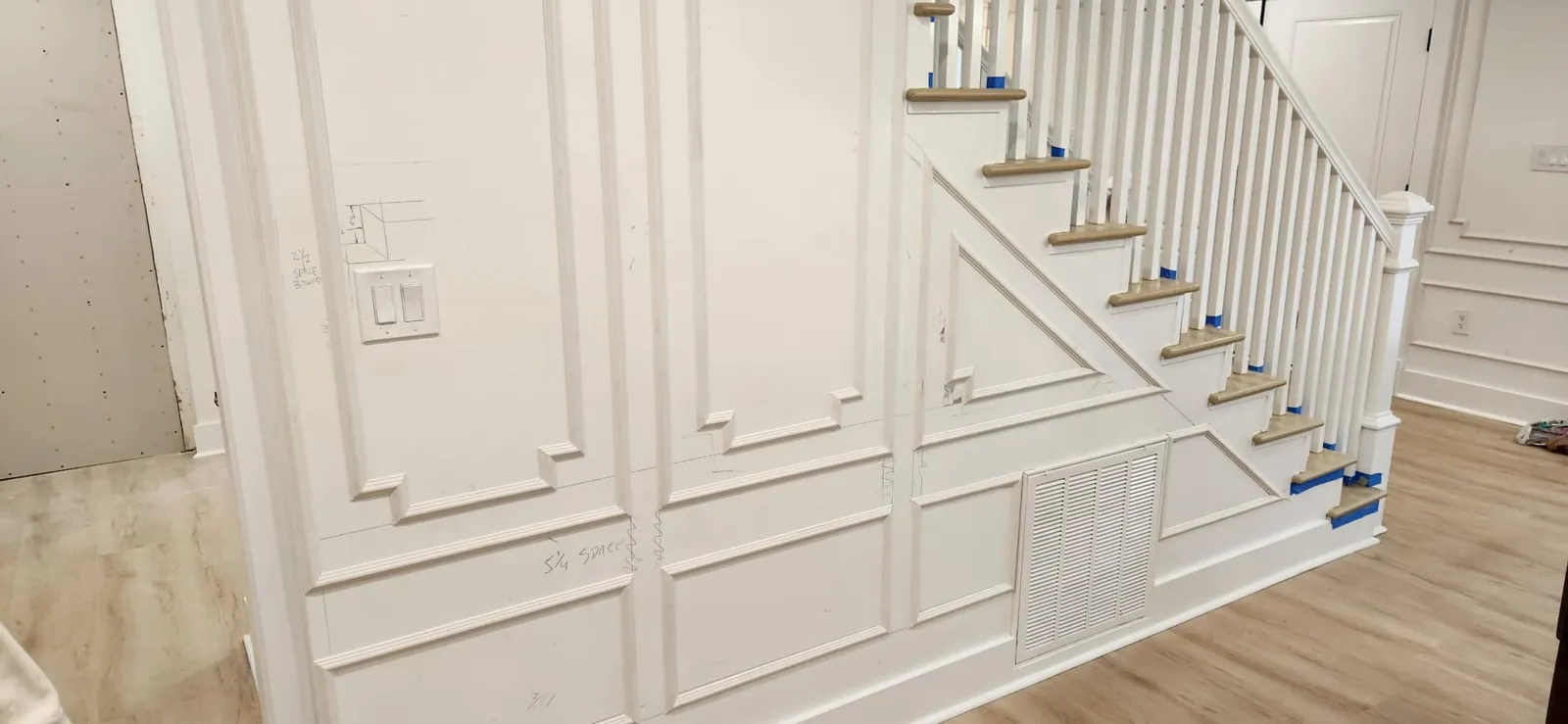 Custom millwork on a new staircase